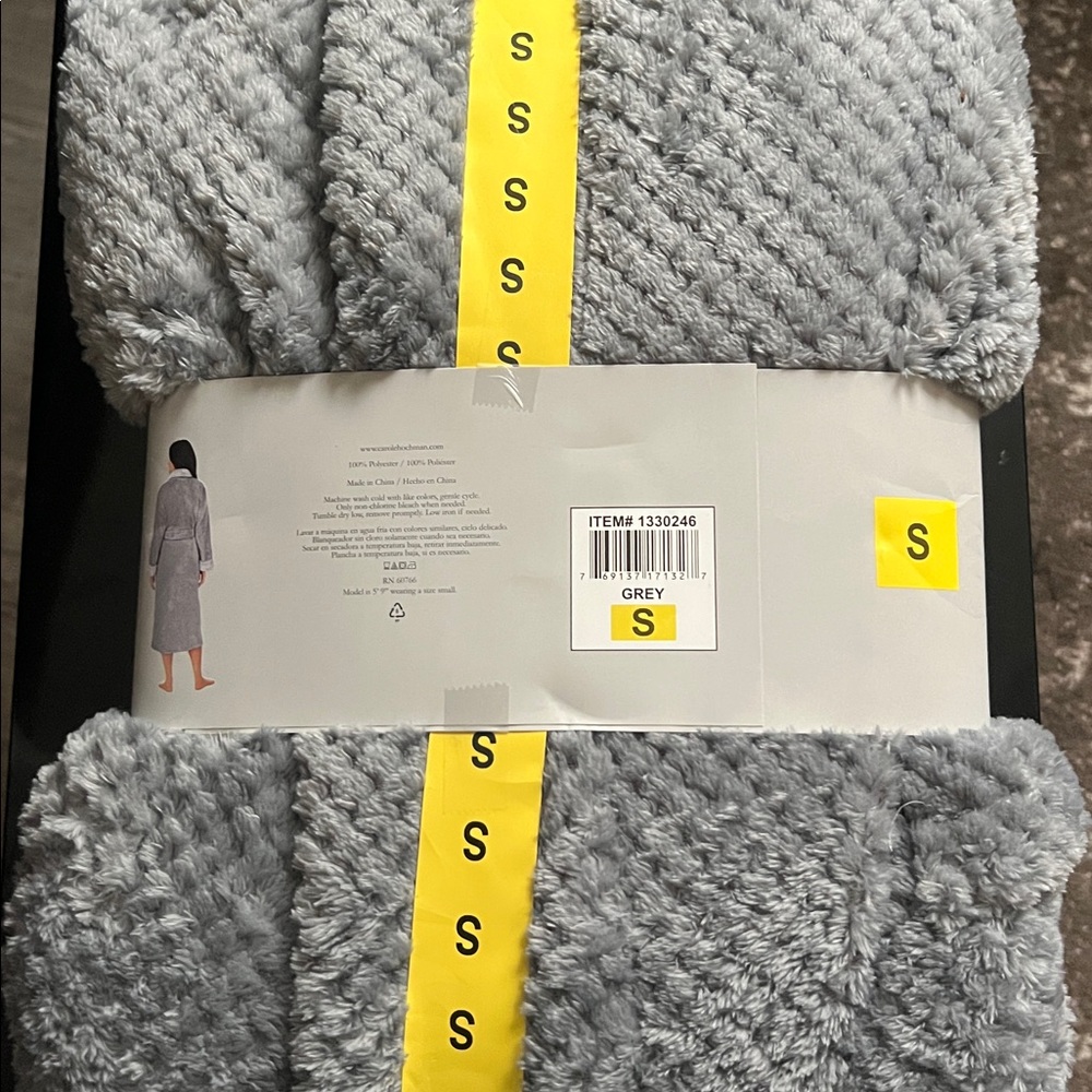 NEW Carol Textured Plush Wrap Robe - grey - Picture 2 of 2